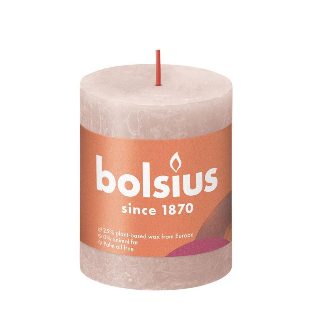 Bolsius Misty Pink Rustic Shine Pillar Candle 8cm x 7cm £3.59